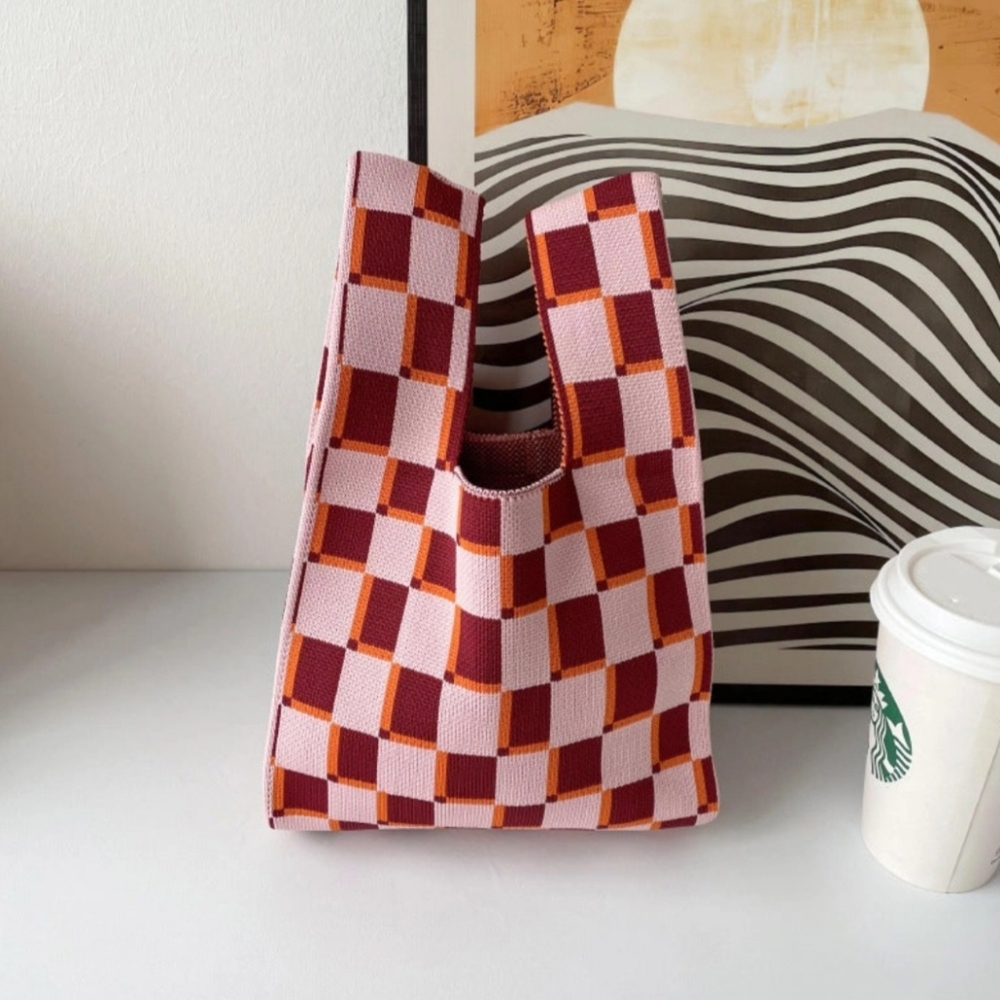 #641 🛑22 Stylish Checkered Tote Bag